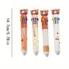 2Pcs 0.5mm Cartoon Bear 10-color Ballpoint Pen Cute Stationery Writing Tool Color Press Ten-color Ballpoint Pen