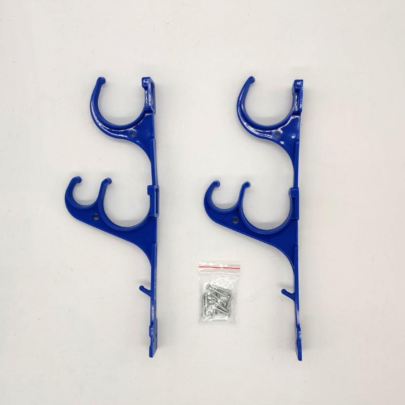 2pcs PVC Outdoor Pole Hanger, Telescopic Rod Hook with Screws for Swimming Pool Stick, Net Brushes, Garden Hoses - Durable Plastic Storage Organizer