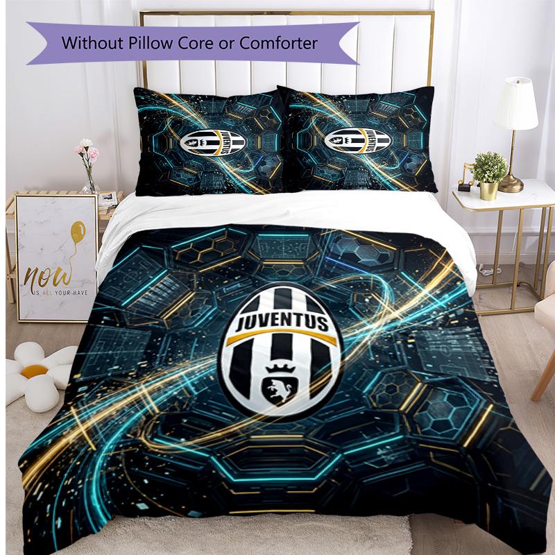 Set Biancheria da Letto 3 Pezzi con Stampa Pattern Juventus FC Morbido Delicato sulla Pelle Lavabile Copripiumino e Federe Set Stagione Unica Camera da Letto