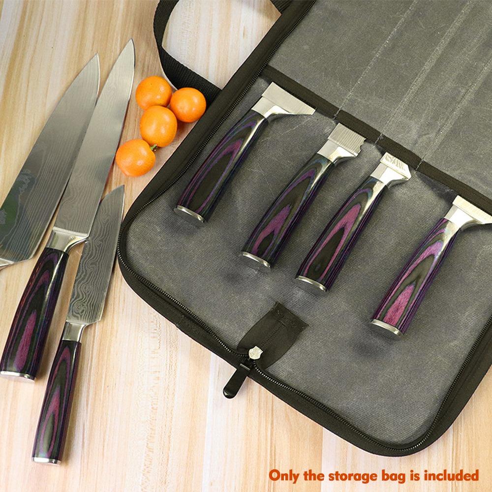Canvas Material Knife Carrying Case Zip Closure Portable Knife Bag Knife Storage Pouch For Camping