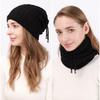 Fall/Winter Women's Double Wear Drawstring Knitted Ponytail Hat with Deer Plush Fabric