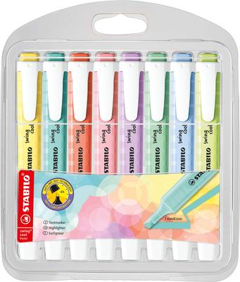 STABILO Swing Cool Pastel Highlighter Pens, 8-Color Set, 275-8-08-1
