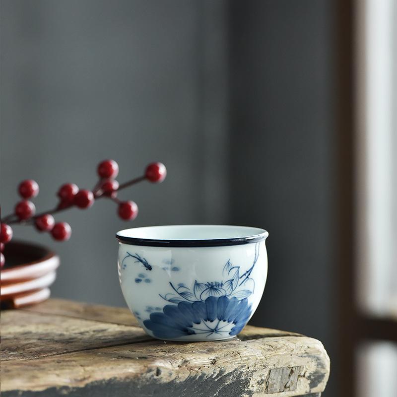 NEW Hand-painted Cylinder Tasting, Single Cup for Home Use, Vintage Personal Underglaze Color Kung Fu Tea Bowl Wholesale