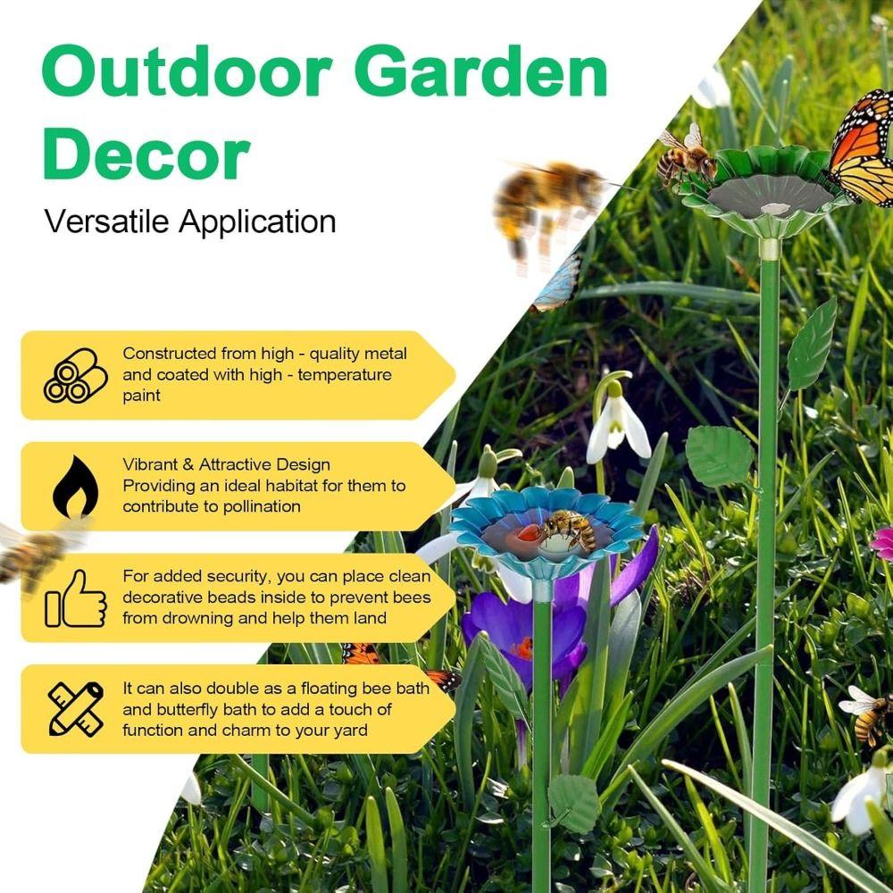 1 Pack/4 Pack Colorful Bee Bath Metal Bee Water Feeder  Outdoor Garden Yard Decor