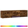 TV Stand with LED Lighting Smoked Oak Finish 165 X 34 X 40 Cm
