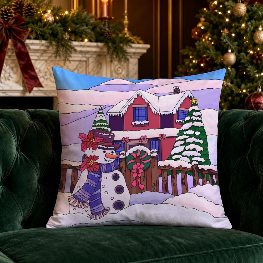Christmas Cute Throw Pillow Covers Pattern Cushion Cover Suitable for Sofa Bedroom Car Pillow Cover