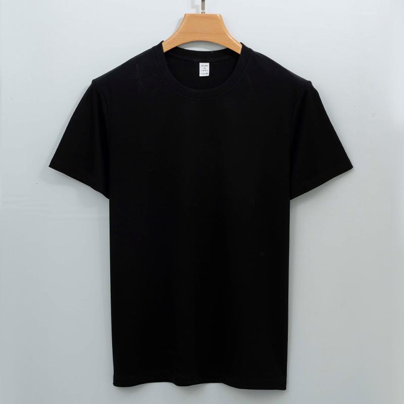 Light Cotton T-shirt Men's Short-sleeved Pure Cotton Long Velvet Horse Cotton Round Neck Three-pin White Small T Men's T-shirt