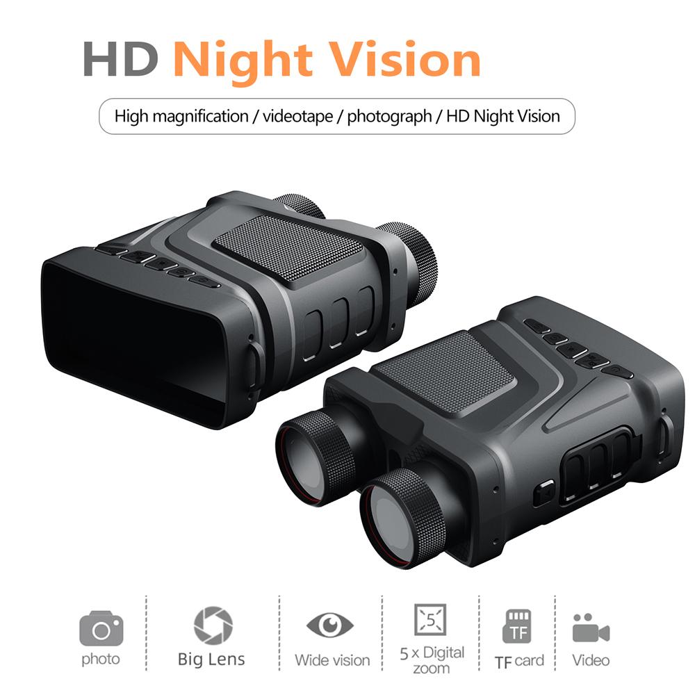 1080P Portable Binocular Goggles Device Day Night Use Photo Video Taking 5X Digital Zoom 300M Full Dark Viewing Distance for Outdoor Hunt Boating Jour