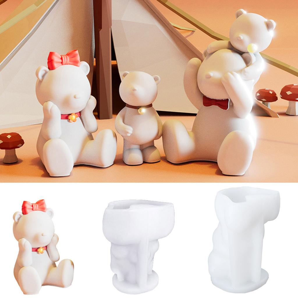 Fashionable 3D Bear Shape Designs Flexible Silicone Mold Portable Accessory for Crafting Resin and Plaster Ornaments