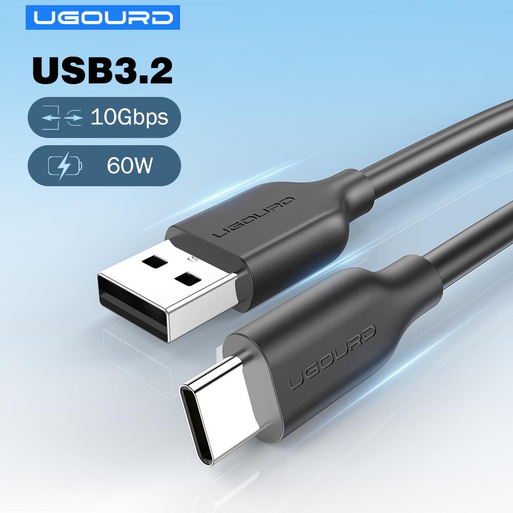 UGOURD USB3.2 10Gbps Cable USB 3.0/3.1/3.2 OTG Cable USB A to USB Type C Data Transfer SSD Hard Disk Cable 3A 60W QC 3.0