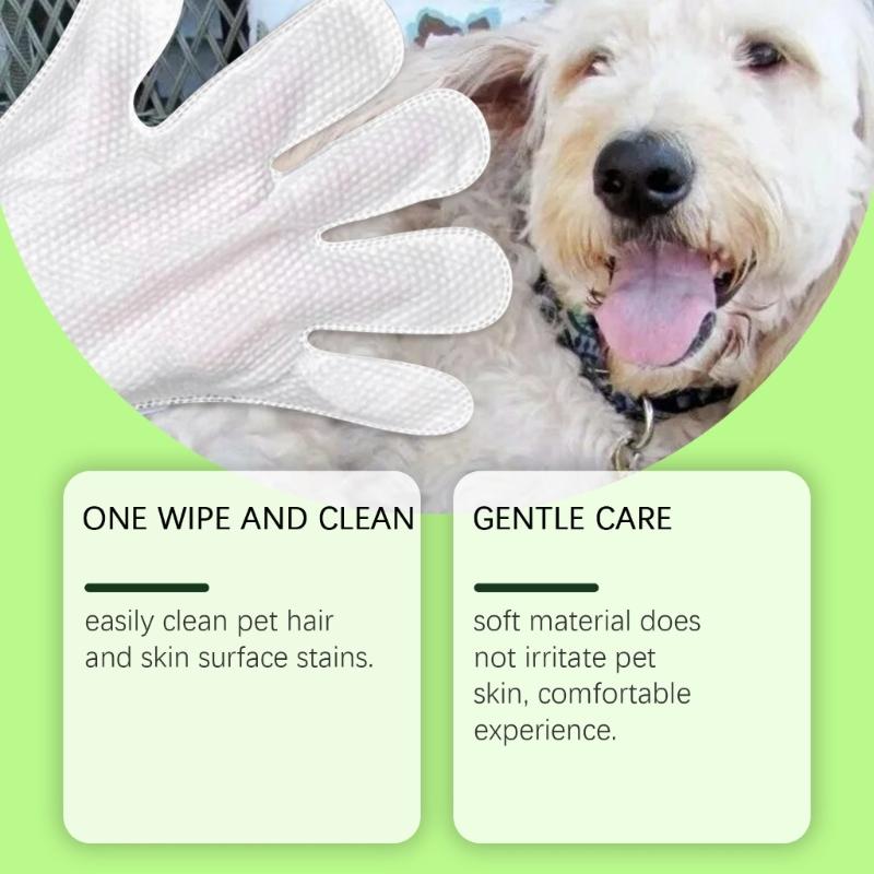 5 Pair Disposable Pet Grooming Gloves Hypoallergenics Design Cleaning Bathing Wipes Mittens For Dog Cats Travel Portable