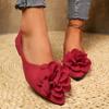 Women's Pointed Toe Flats with 3D Flower Decor Soft Sole Slip-on Casual Shoes