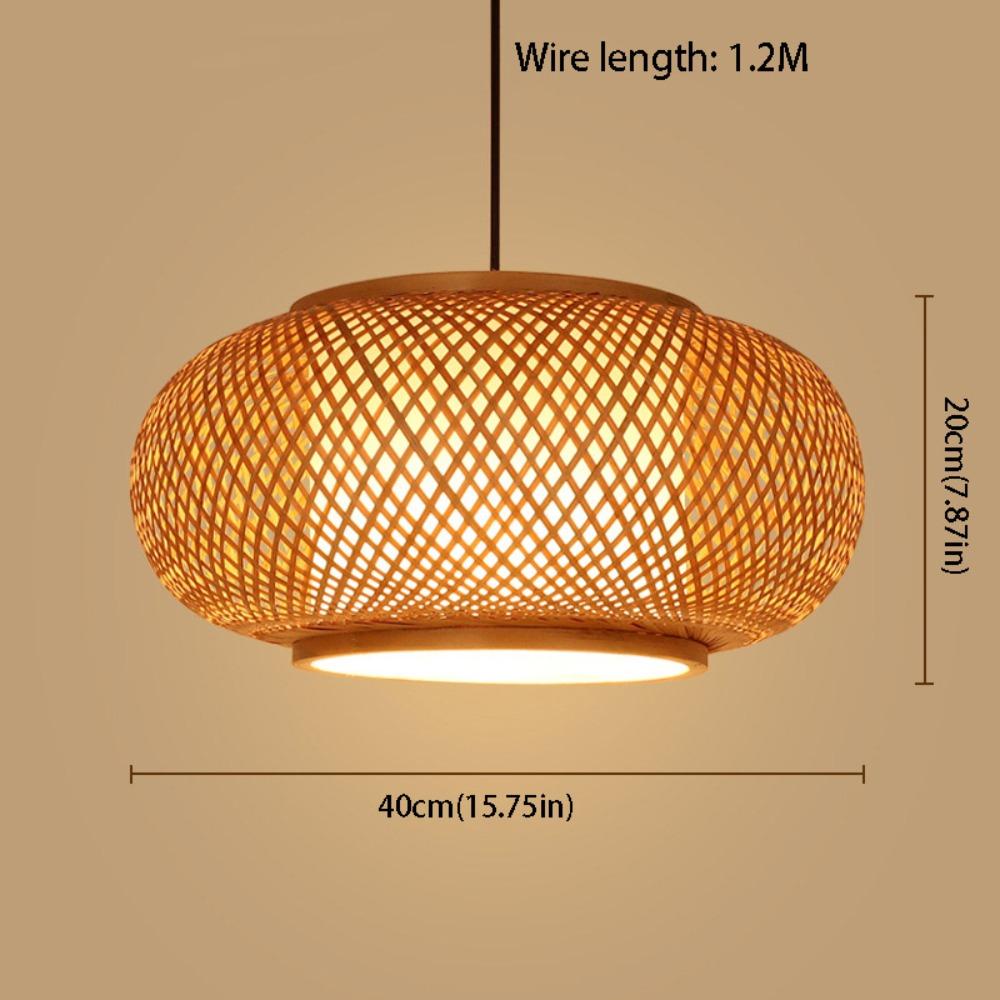 Woven Rattan Pendant Lamp Hand Knitted Ceiling Light Rural Handmade Wicker Chandelier Bedroom