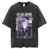 New Jujutsu Kaisen Gojo Satoru Washed Short Sleeve Round Neck Y2k T-Shirt Men's Clothing New Arrival Designer Clothing D