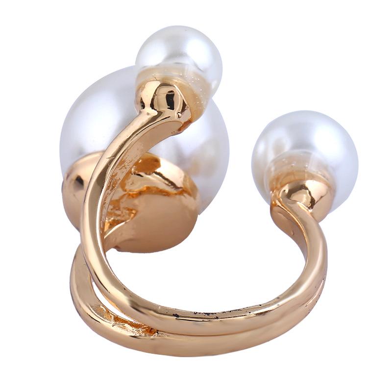 European & American Trendy Pearl Adjustable Finger Ring - Creative & Fashionable Jewelry