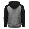 Herren Colorblock Fleece Zip-Up Kapuzenpullover - Übergröße Freizeit-Oberbekleidung