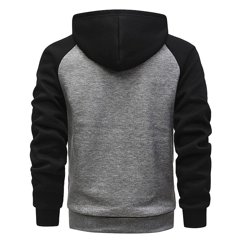 Herren Colorblock Fleece Zip-Up Kapuzenpullover - Übergröße Freizeit-Oberbekleidung