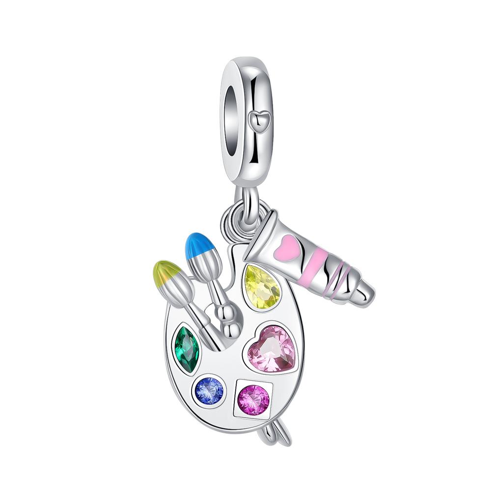Authentique Cuivre Coloré Peinture Charme Perle Charms Palette Artistique Charme Perles Pendentifs Compatible Avec Bracelets Colliers Bricolage Bijoutier