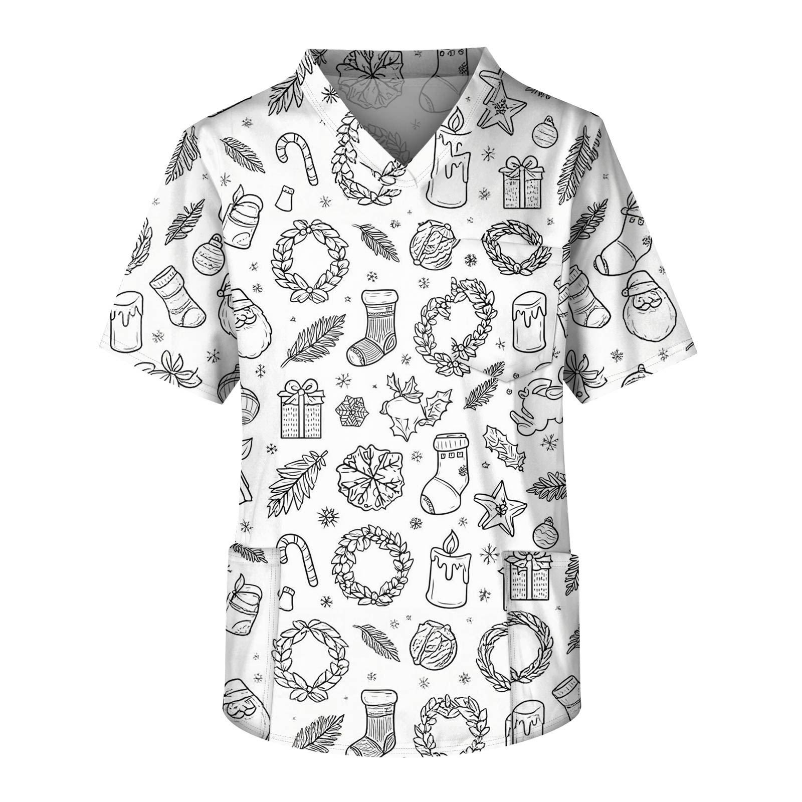 

Мужская футболка с коротким рукавом, V-образным вырезом, принтом, нагрудным карманом, для ухаживающих XXXL белый