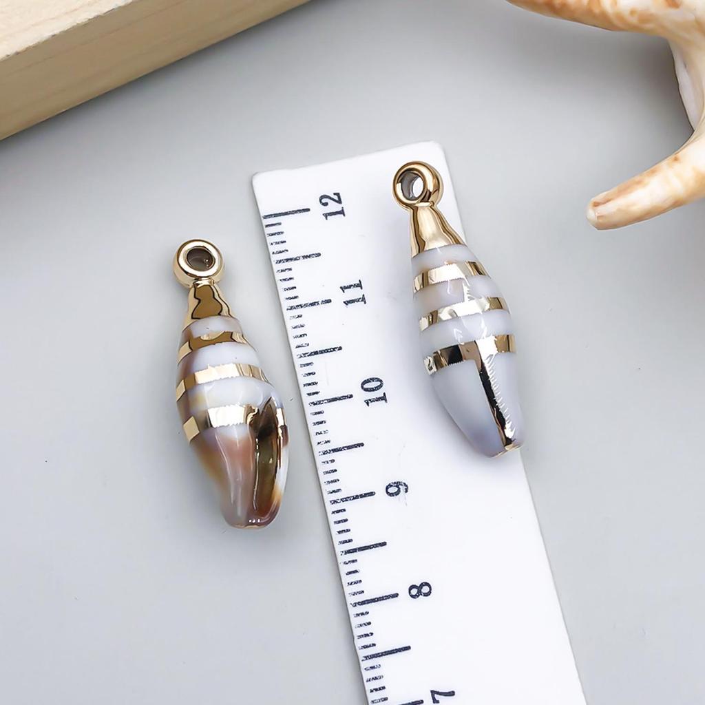 Gold-Plated Natural Shell Conch Pendant for DIY Necklace, Earrings, Wind Chime, or Hanging Ornament.