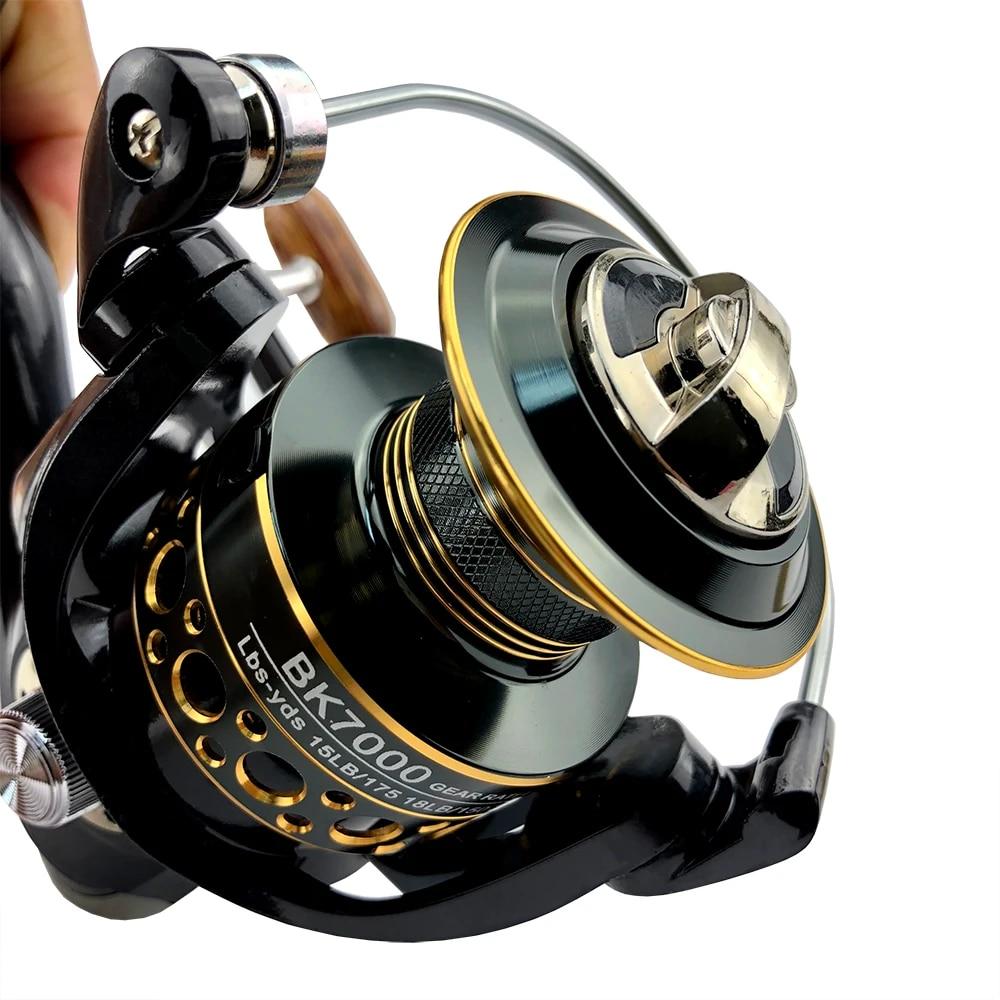 Fishing Spinning Reel Metal Spool 5.2:1 Ball Bearings Carp Fishing Reel BK2000-7000 Metal Line Cup Sea Tackle