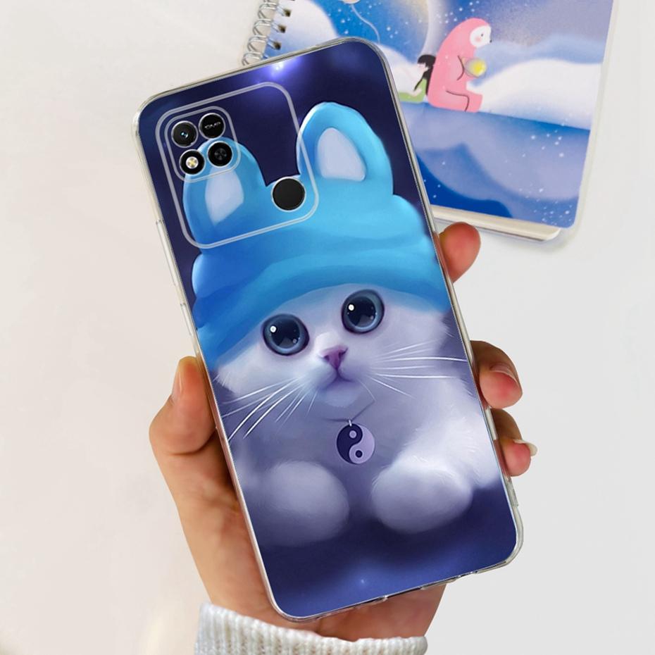 Case For Xiaomi Redmi 10A Cute Flower Cat Painted Phone Bumper For Redmi 10A 4G Redmi10A Soft Silicone TPU Back Cover