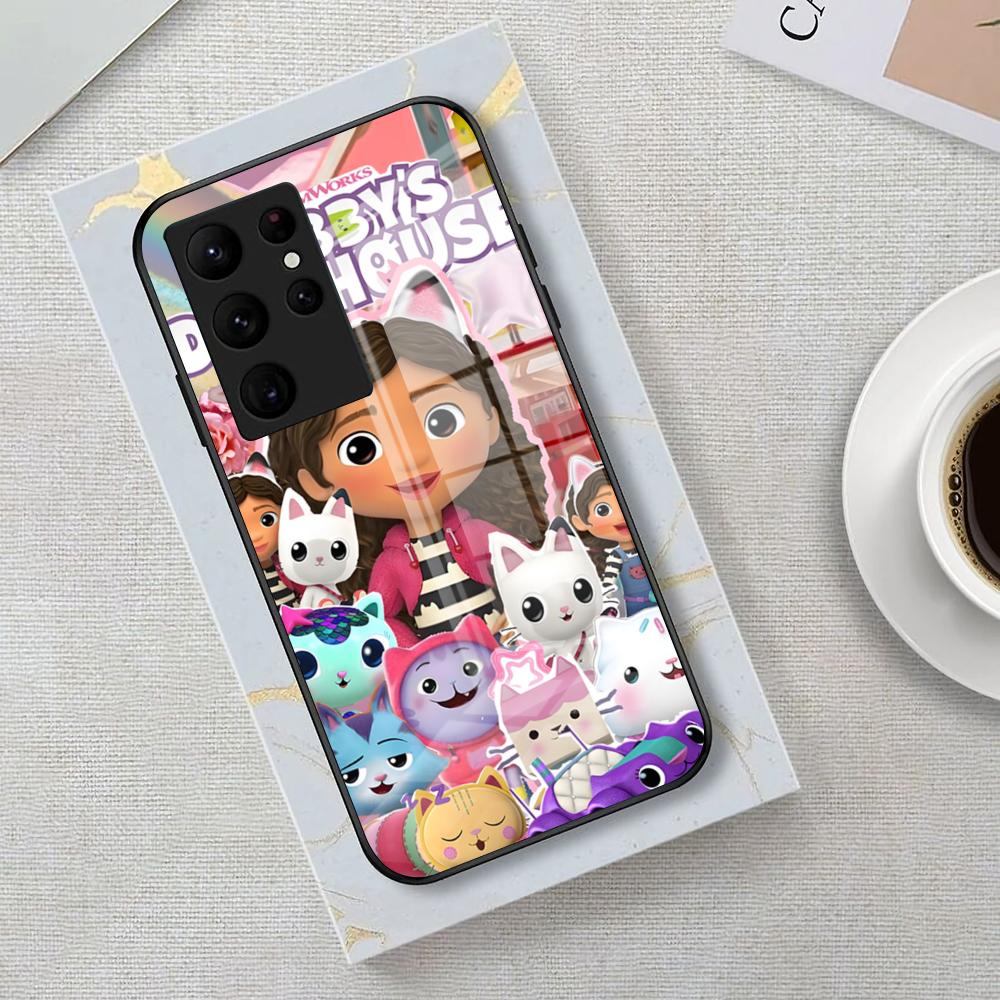 

Cartoon Gabbys Dollhouse Phone Case For Samsung S26 S25 Edge Ultra 23 22 21 20 Ultra Plus S24 Fe Glass Cover Galaxy S24 FE