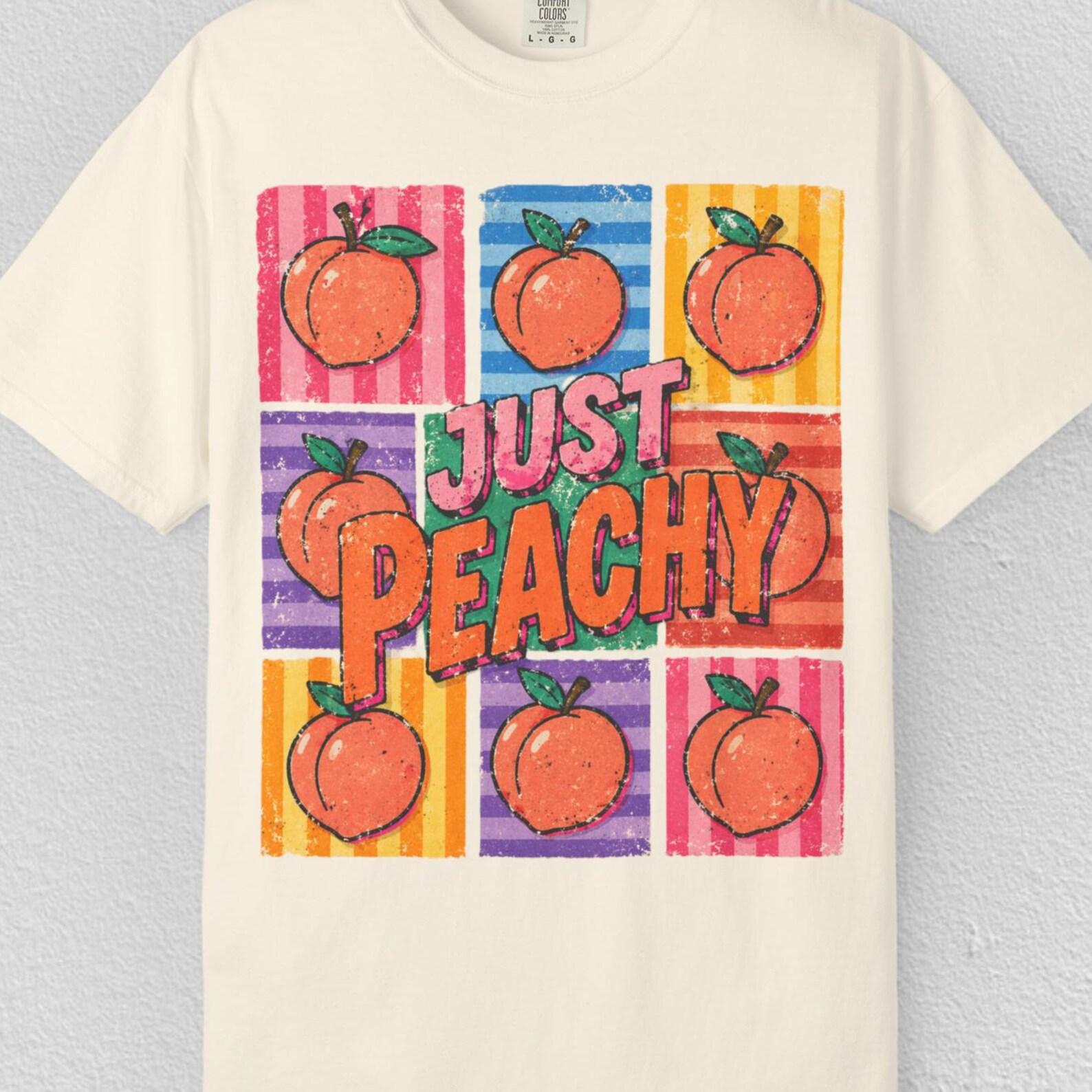 Comfort Colors Just Peachy Shirt, Juicy Peach T shirt, Pop Art Summer Tee, Summer FruiT shirt, Trendy Summer Tee, Retro Peach Shirt M