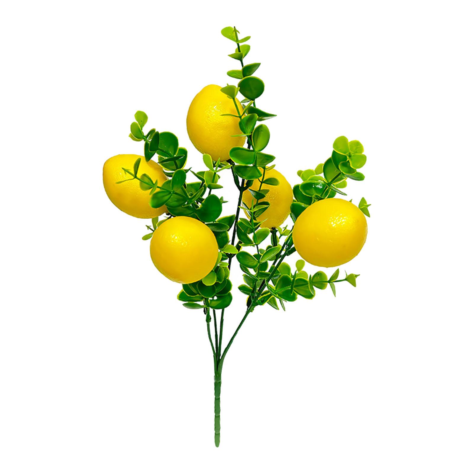 

Lifelike Lemon Branch Farmhouse with Green Leaf Vivid Lemon Plant Bouquet for Indoor Outdoor Table Vase Party Garden Porch