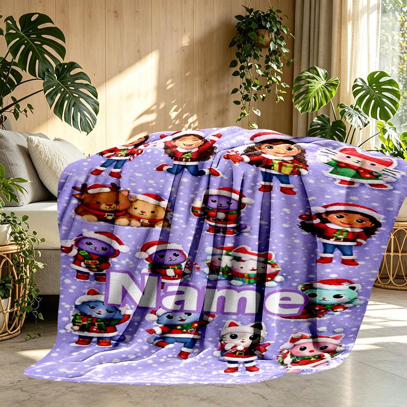 Custom Name Personalized Gabby's Dollhouse Print Blanket, Home Decor, Bedroom, Sofa, Camping, Couch, Gifts for Birthday Christmas