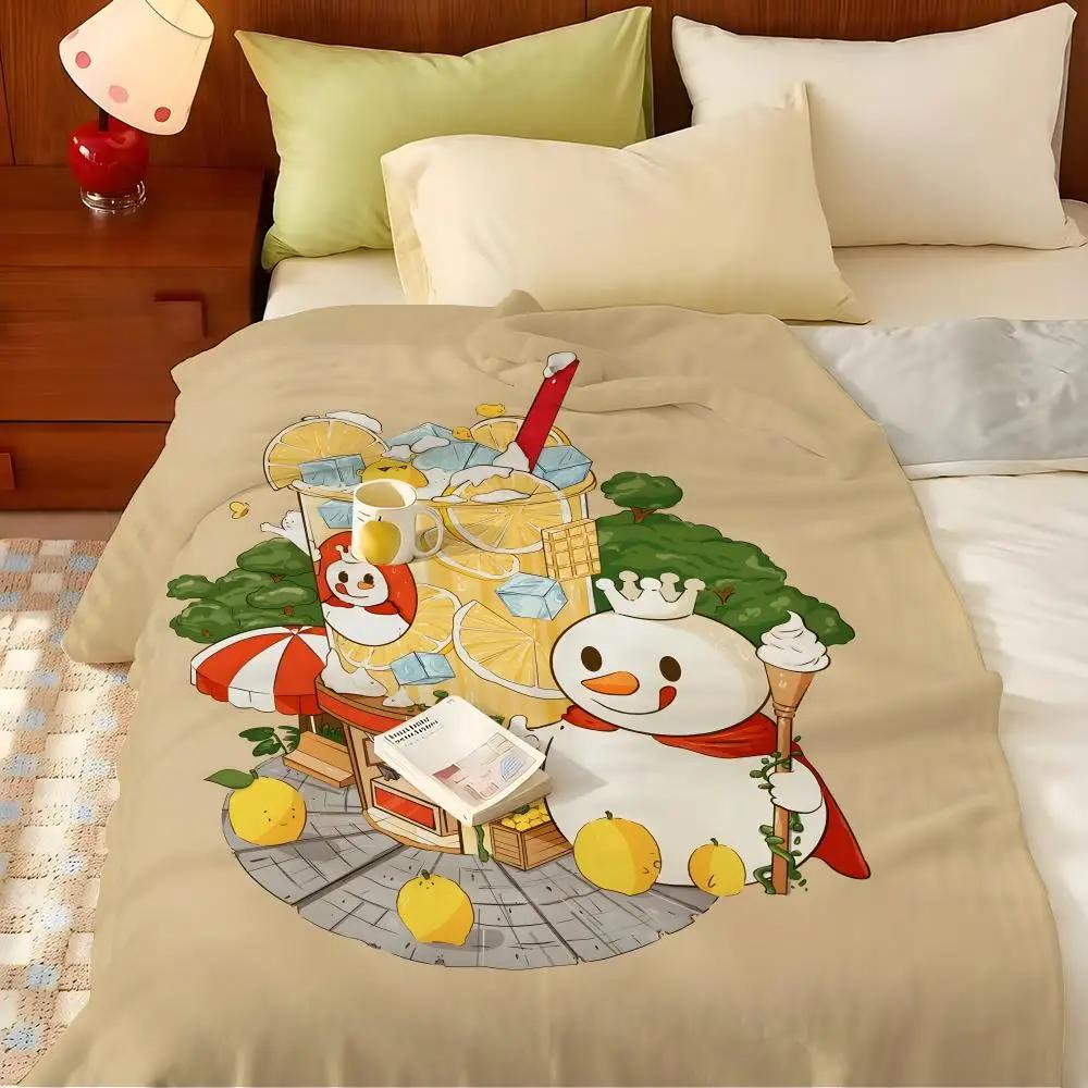 Food M-Mixue I-Ice C-Cream T-Tea Throw Flannel Throw Blanket, Lightweight Cozy, Durable Washable Cute Cool
