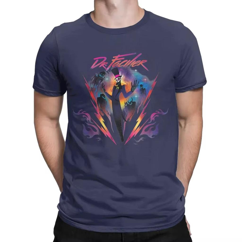 Skurkar Herr T-shirt Dr. Facilier 90-tals Rockband Neon Fritid T-shirt Kortärmad Rundhalsad T-shirt Bomull Sommar Toppar