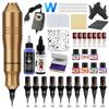 Best-Selling Beginner Tattoo Kit: Motorized Pen with Liner & Shader Equipment, Includes 20 Pigment Colors