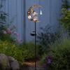 Hummingbird Moon Solar Light, Metal Crescent with Crackle Glass Ball Garden Stake, Solar Pathway Light for Yard Patio Lawn Outdoor Decor