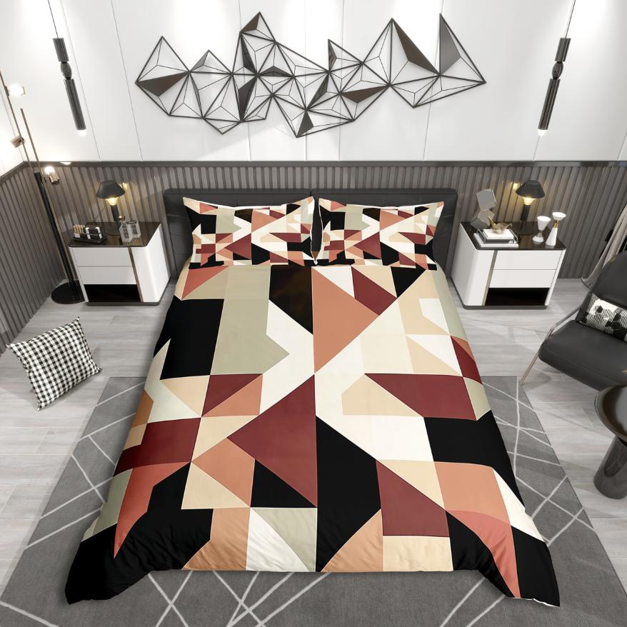 Homewish Minimalist Geometry Duvet Cover SetAbstract Gradient For Teens Bedding SetVintage Aesthetic Bed Set