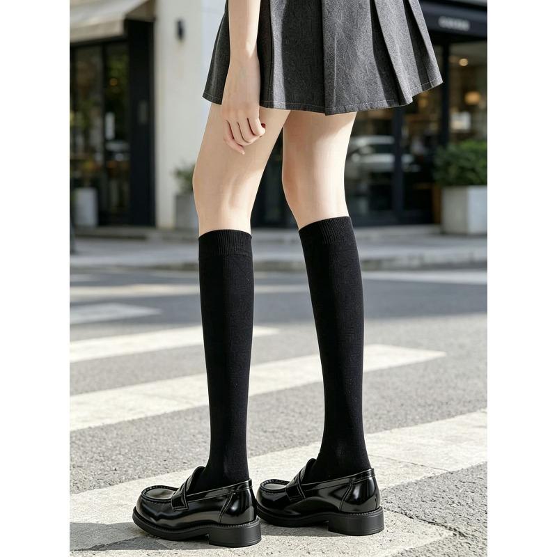 

Soft Breeze Light Gray Ankle Socks for Children, Simple and Elegant, Highly Versatile, Pure Color Long Tube Tights 1 pair чёрный