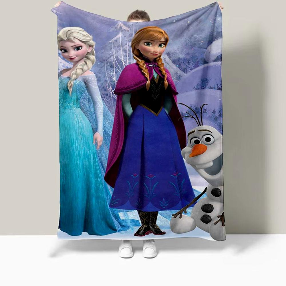 Frozen Elsa Cartoon Printed Blanket Oversized Bedding Sofa Soft Travel Warm Flannel Bedroom Blanket Children Girls Gift