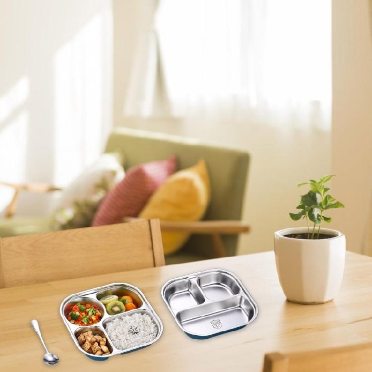 Dishwasher Safe Lunch Plates Efficient Stainless Steel Divided Dinner Plates for Toddlers Elderly and Hospital Use