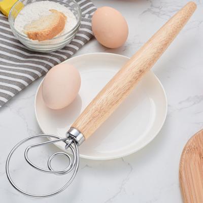 Yousheng Dänischer Teigbesen mit Eichenholzgriff, Edelstahl, Mehlmixer, Eier, Sahne, Rührstäbe, Mehl, Kuchen, Rührer, Küchen-Backwerkzeuge