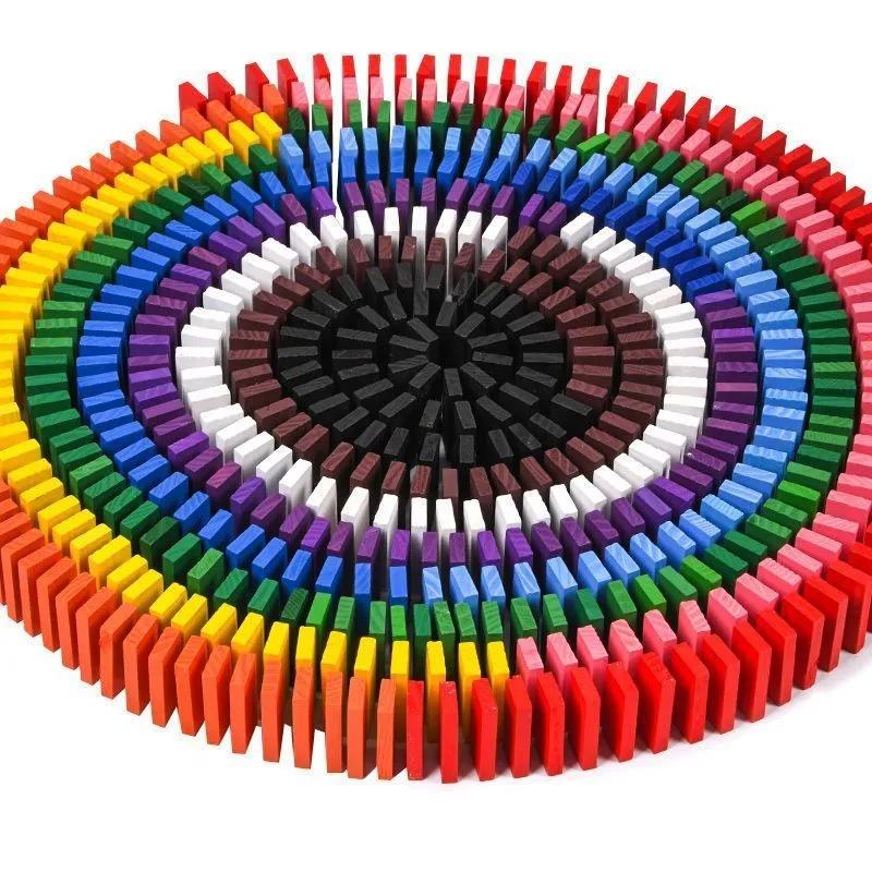 Colorful Dominoes Educational Toy For Boys Wood Material Brain Teaser Early Learning Intellectual Development 120 Pieces