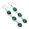 Natural Malachite Gemstone Handmade 925 Sterling Silver Earring 2.76" L9b95