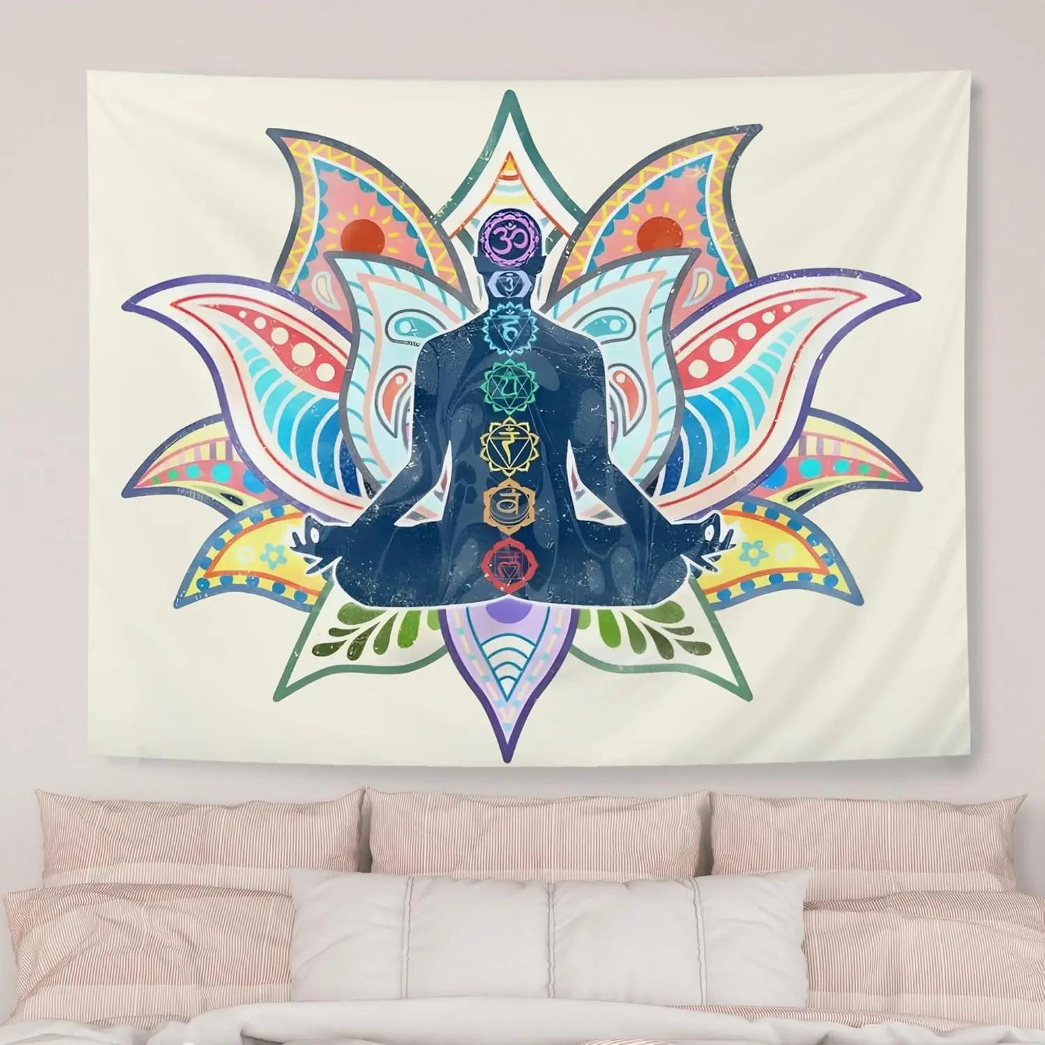 

VIKAMA Rainbow Chakra Mandala Tapestry Spiritual Wall Art for Meditation Yoga Zen Hippie Boho Bedroom Decor 74x94cm(29x37in)