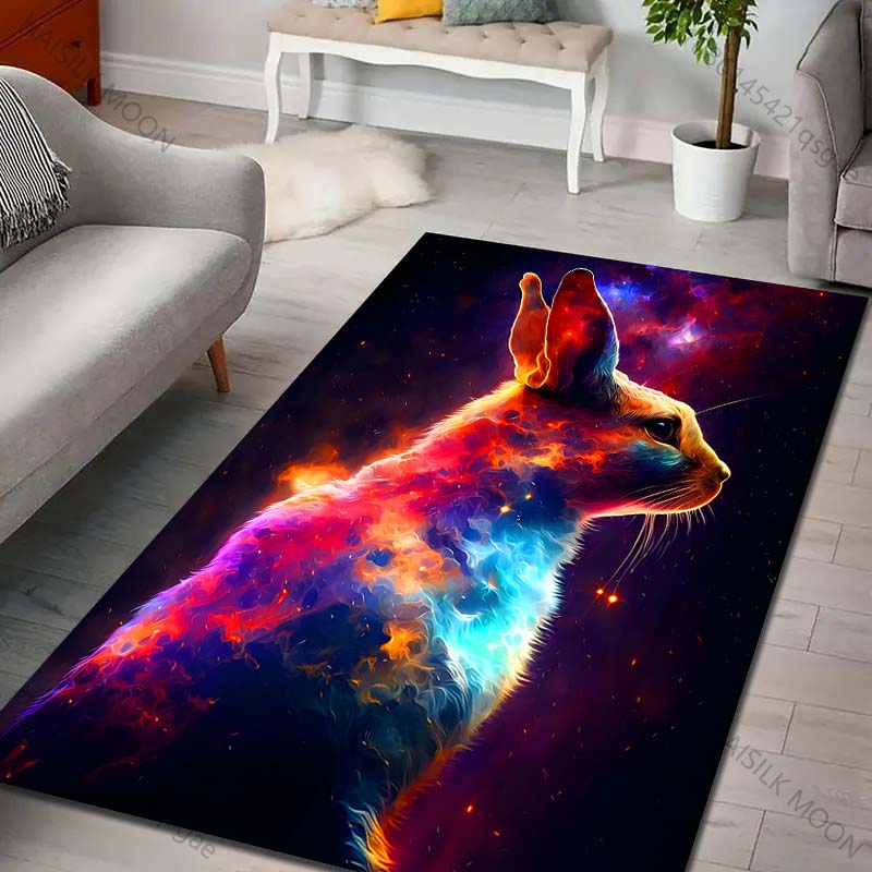 Multiple sizes Colorful space rabbit side view Carpet for Living Room Bedroom Sofa Home Decor Rug Non-slip Floor Mat Luxury Gift
