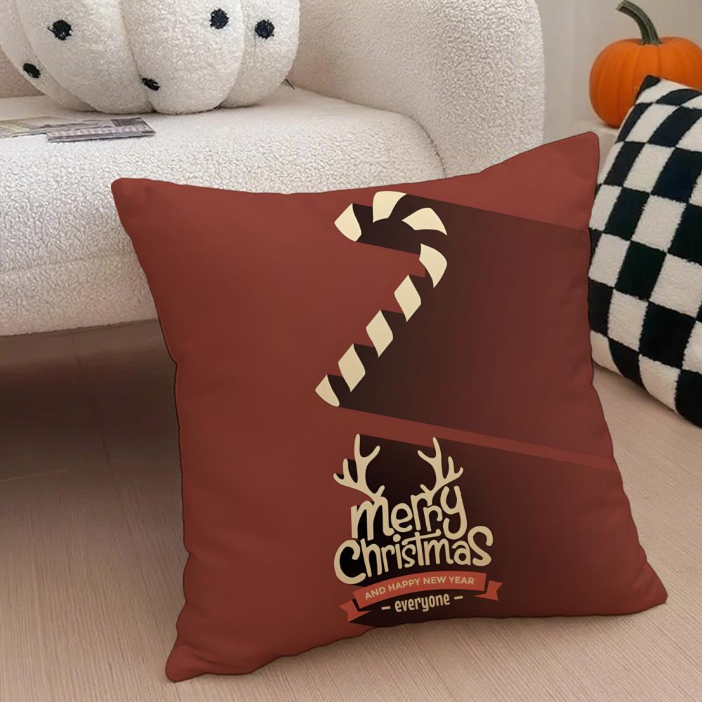 Christmas Red Collection Cushion Cover Throw Pillow Cover Hidden Button Durable Polyester Chair Cushion