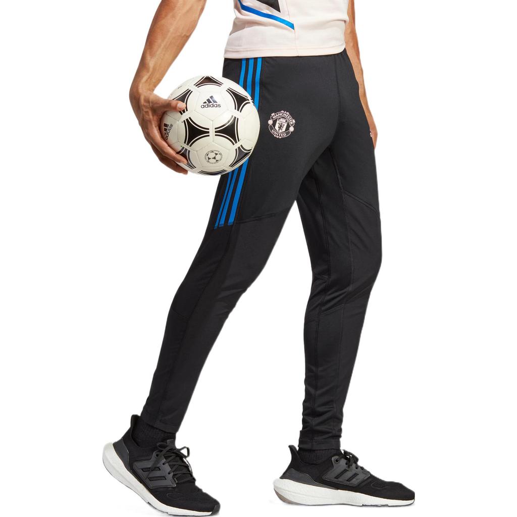 Adidas Manchester United Pro Pants with Striped Color Block and Elastic Cuffs Men Bottoms Black HT4274