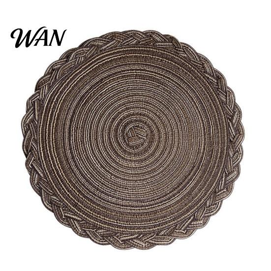 Eco-friendly Placemat 12 Inch Round Placemats, Polyester Woven Braided Place Mats, Washable Heat Resistant Circle Dining Table Mats for Kitchen