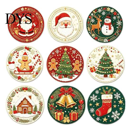 Kitchen Dining Table Accessories 9Pcs Christmas Wooden Coasters Set, Heat Resistant Cup Mats, Waterproof Pads for Round Protection Mats Home