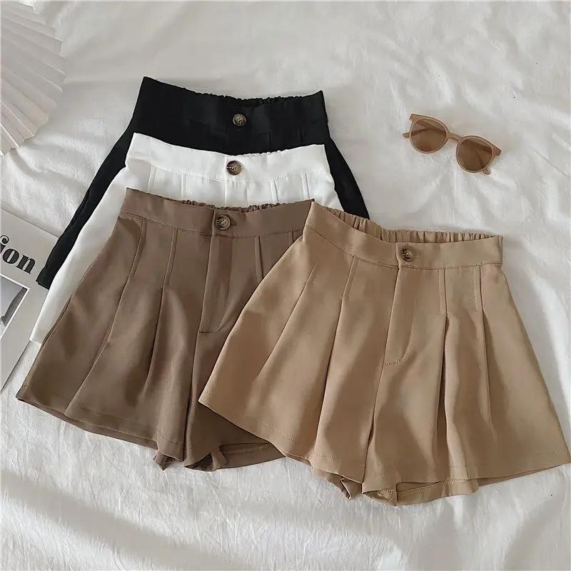 Summer Oversized Pleated Shorts High Waisted A-line Wide Leg Pants Casual Pants