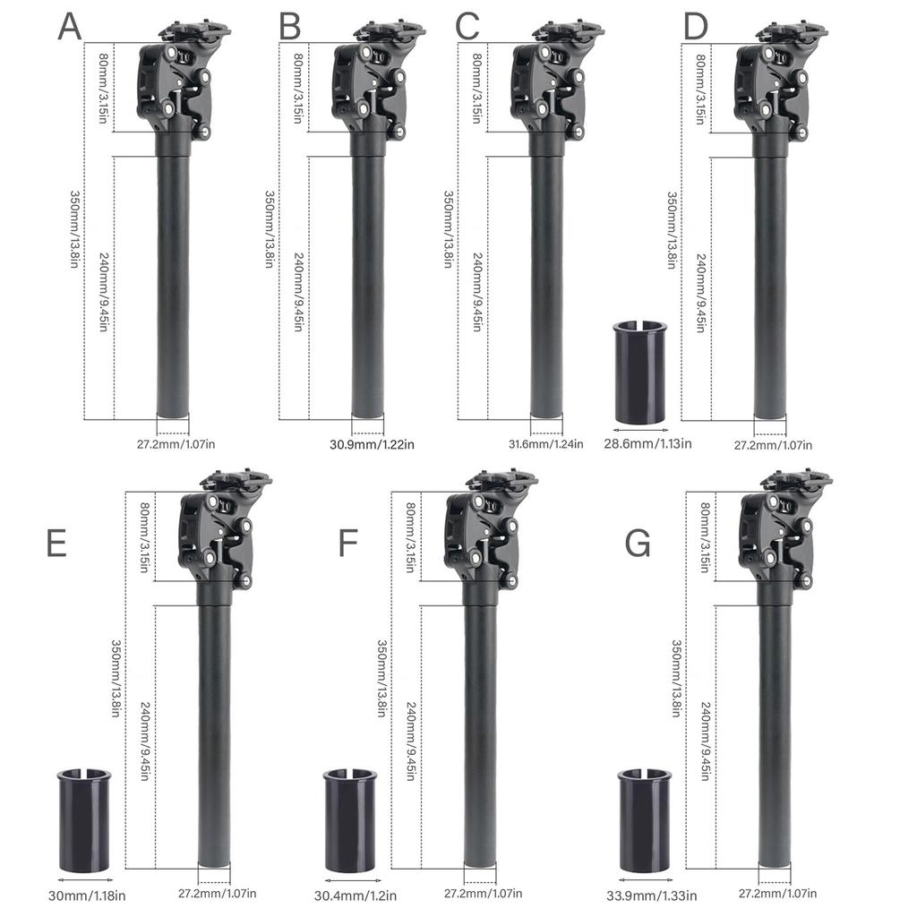 Aluminum Alloy Mountain Bikes Seatpost with Shock Absorption Mountain Bicycles Suspension Seatpost Seat Tube for Riding