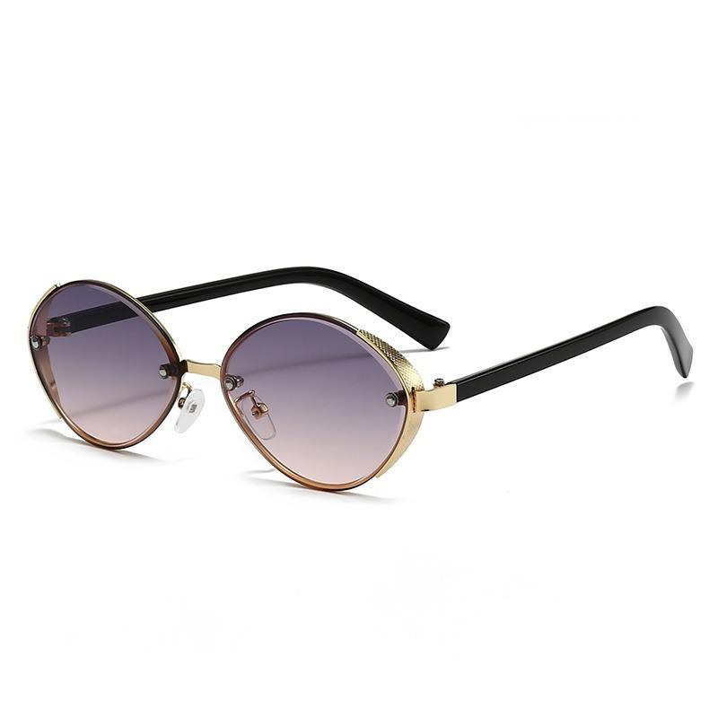 JYL TS Halara Retro Cat Eye Sunglasses, Oval Metal Shades, Driving Outdoor UV Protection Eyewear